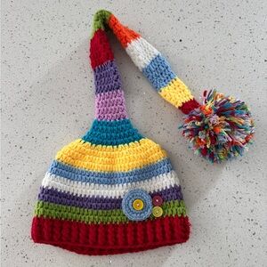 Colorful Striped Kids stocking Pom-Pom Hat